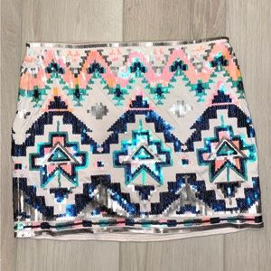 Express sequenced mini skirt. New with tags. Extra small.